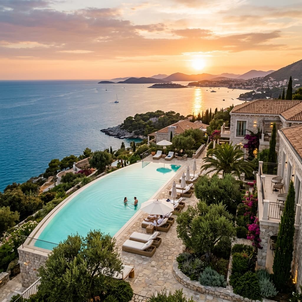 Vila Marin boutique infinity pool courtyard view